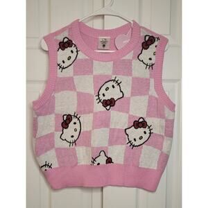 Sanrio Hello Kitty Knit Sweater Vest Checkered- Women's Size Medium